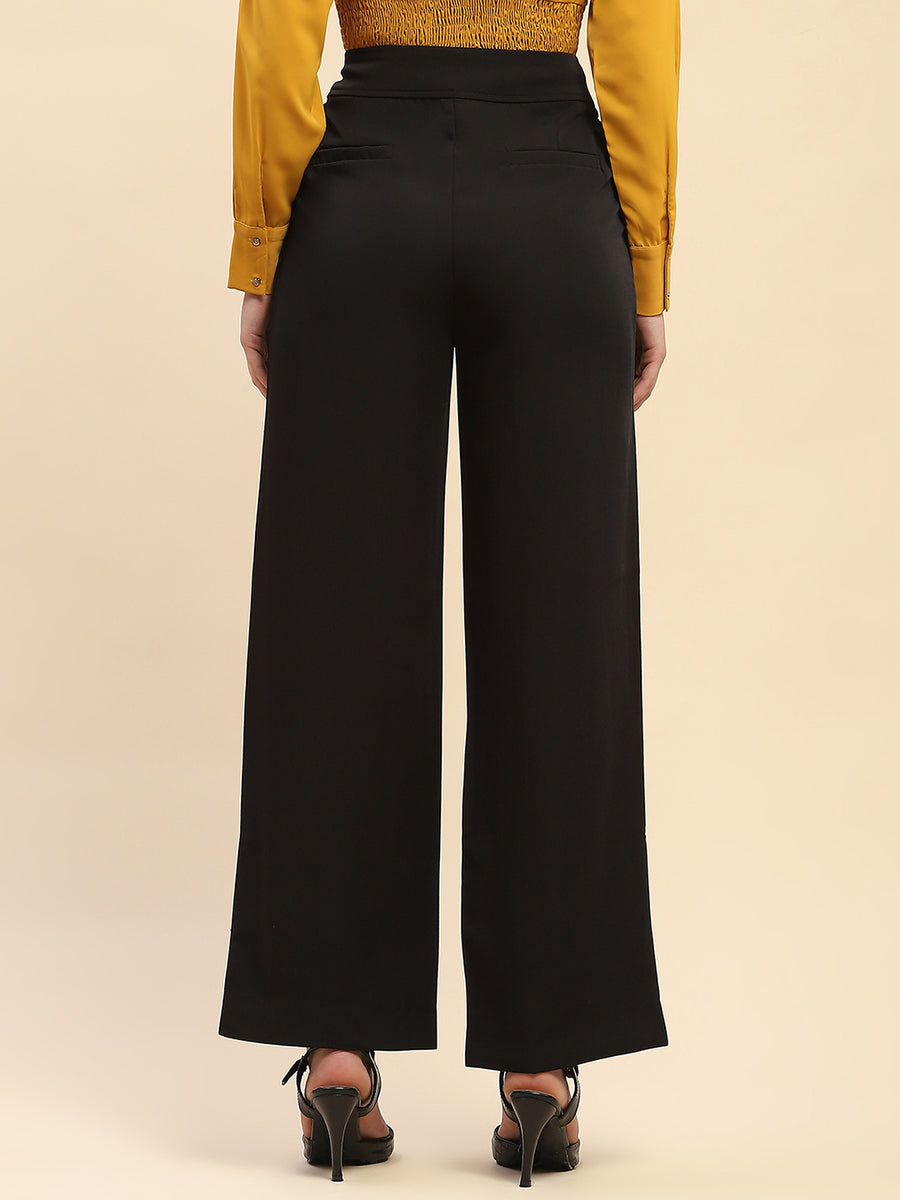 Camla Barcelona High Rise Black Wide Leg Fit Trousers