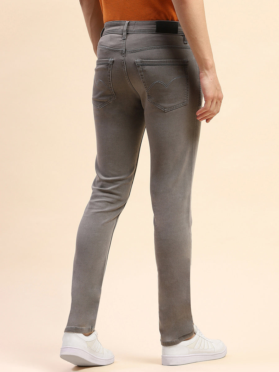 Camla Barcelona Solid Grey Straight Fit Jeans