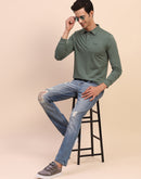 Camla Barcelona Polo Neck Full Sleeve Green Tshirt