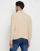 Camla Barcelona Solid Beige Turtleneck Sweater For Men