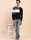 Camla Barcelona Colourblock Crew Neck Navy Sweater