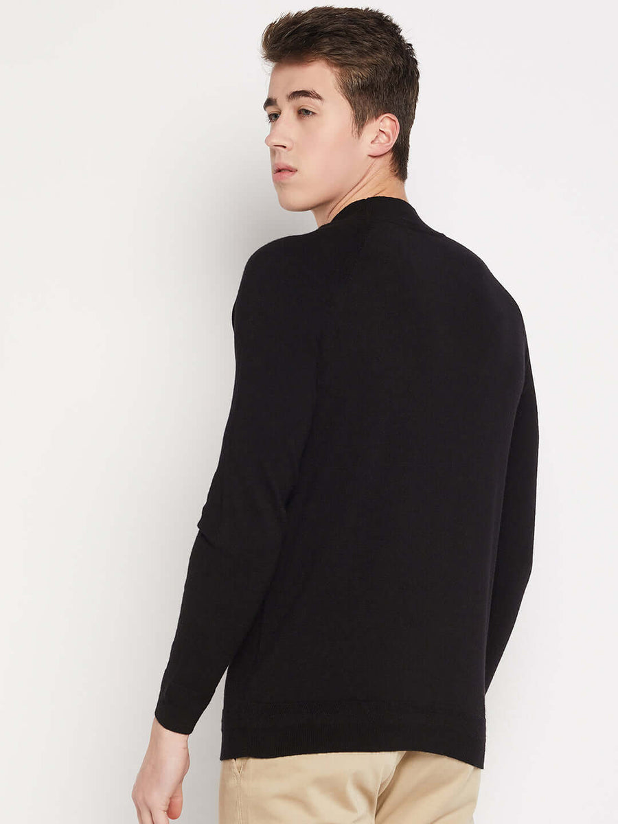 Camla Barcelona Mock Neck Black Sweater for Men