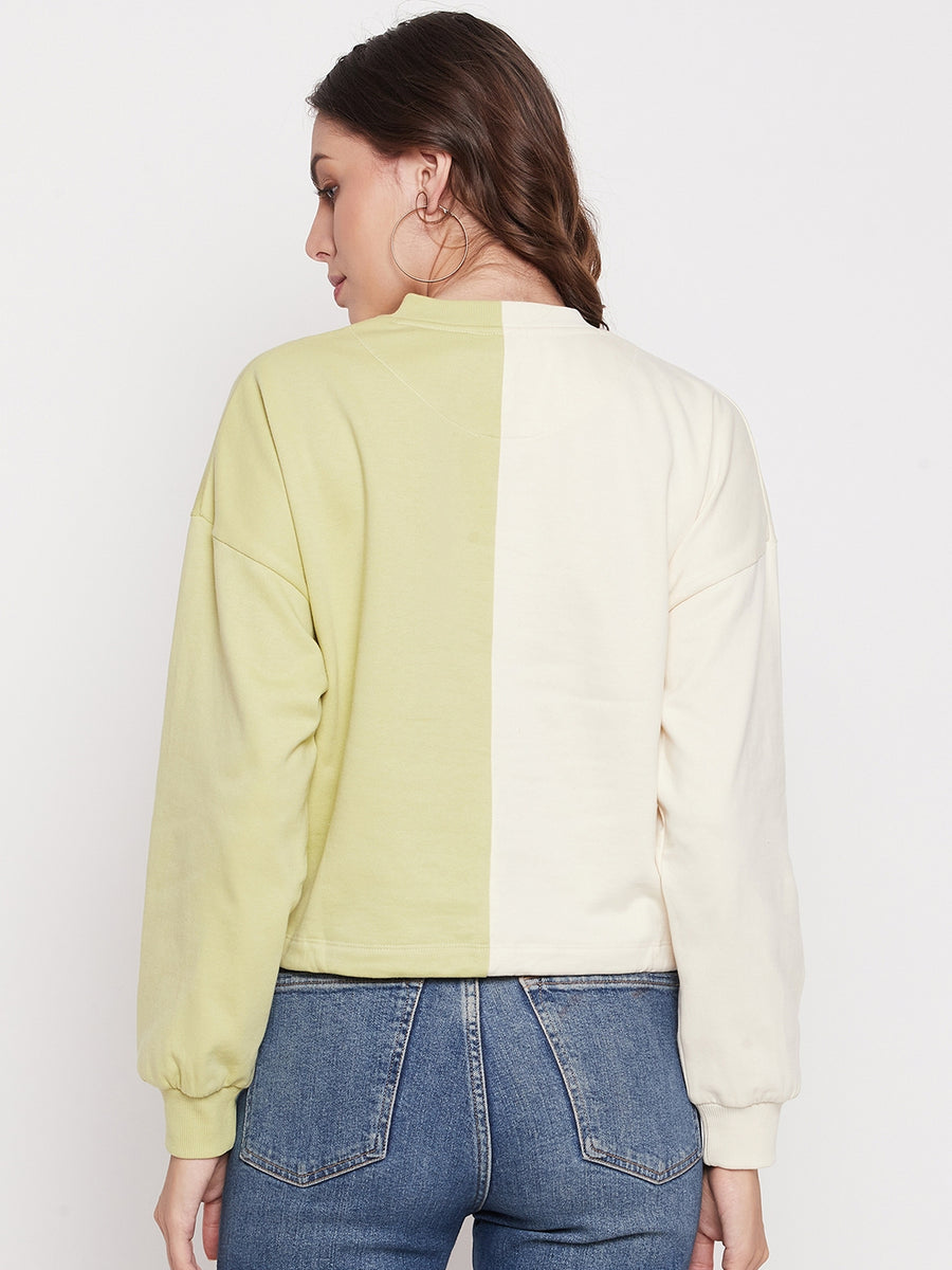 Madame Lime Green Color Block Sweatshirt