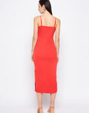 Camla Barcelona Tomato Camisole Straps Slit Dress