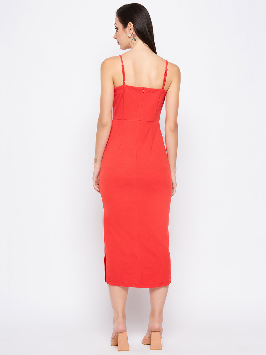 Camla Barcelona Tomato Camisole Straps Slit Dress