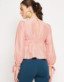 Camla Barcelona Polka Dot Peach peplum Top