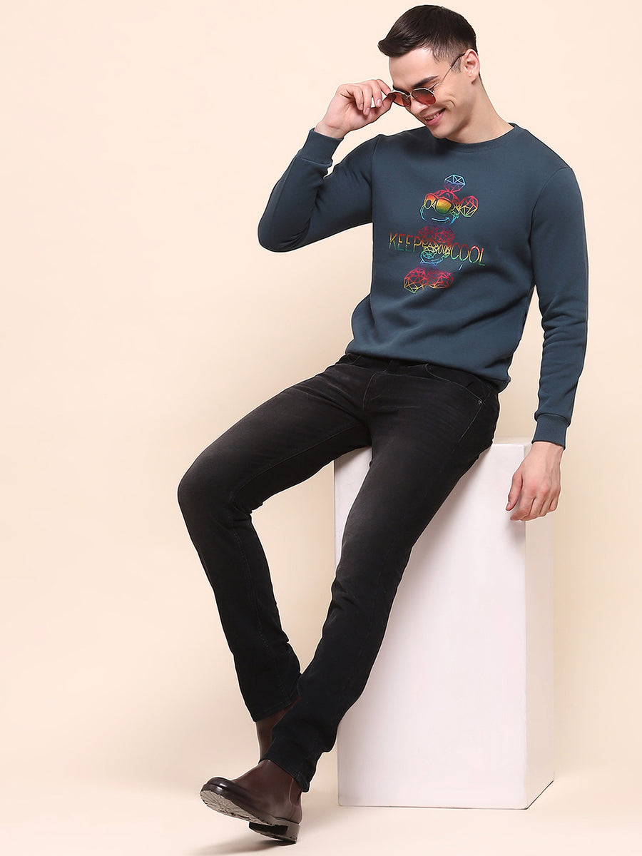 Camla Barcelona Disney Printed Teal Cotton Sweatshirt