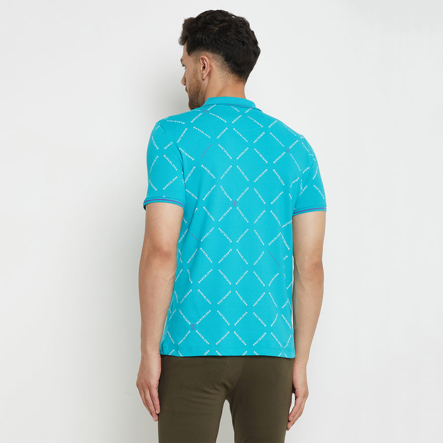 Camla Turquoise T -Shirt For Men