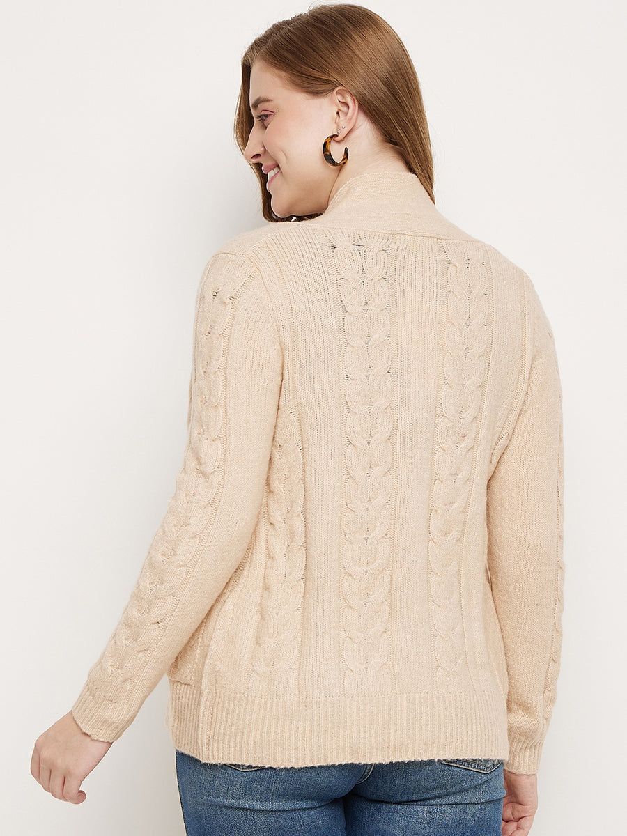 Madame Beige Cable Knit Shrug