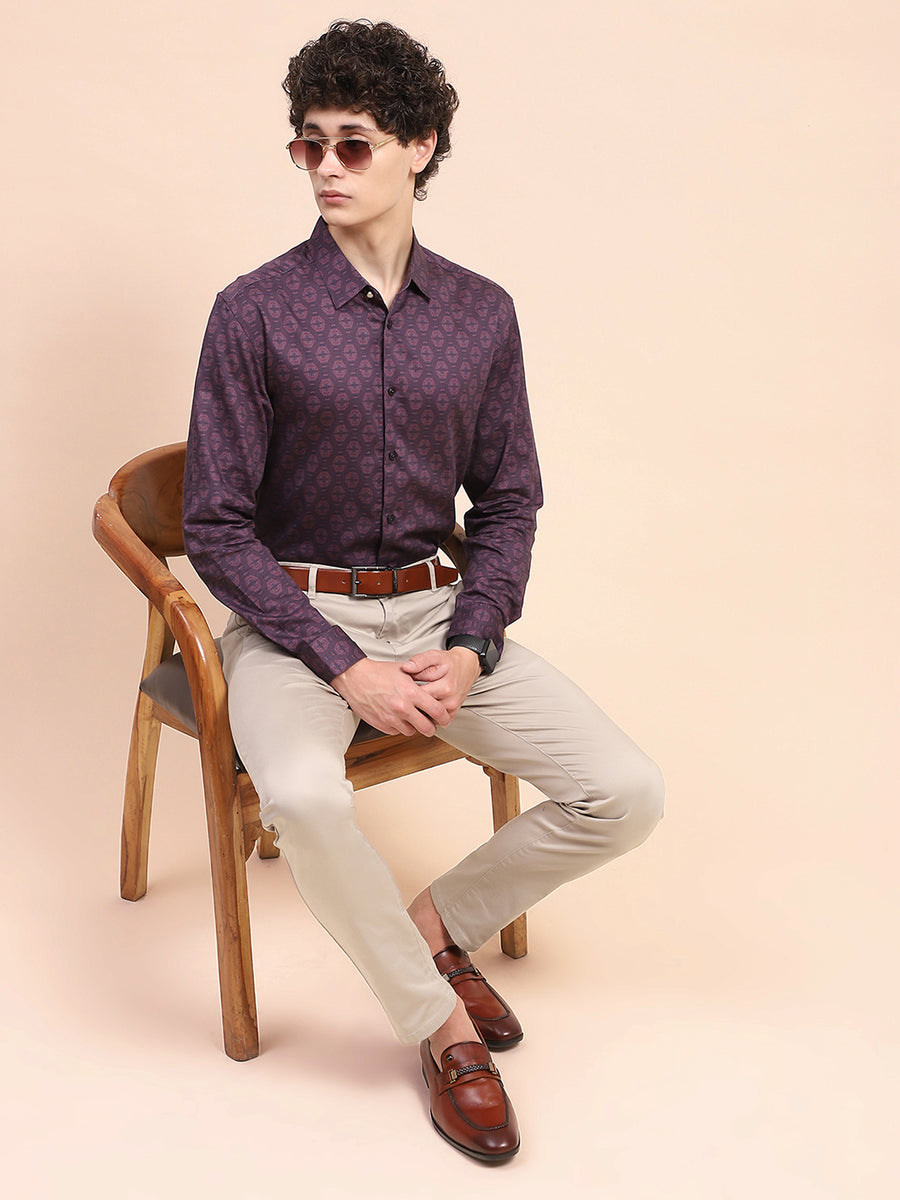 Camla Barcelona Printed Wine Button Down Shirt