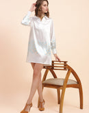 Camla Barcelona Printed Hem & Sleeve Off-White Dress