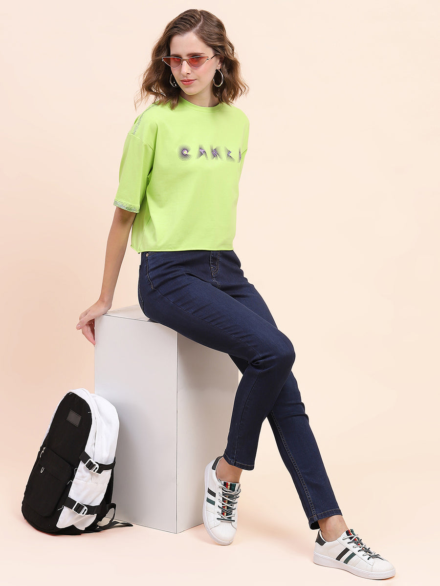 Camla Barelona Logo Print Neon Green T-Shirt