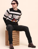 Camla Barcelona Striped Disney Printed Black Sweater