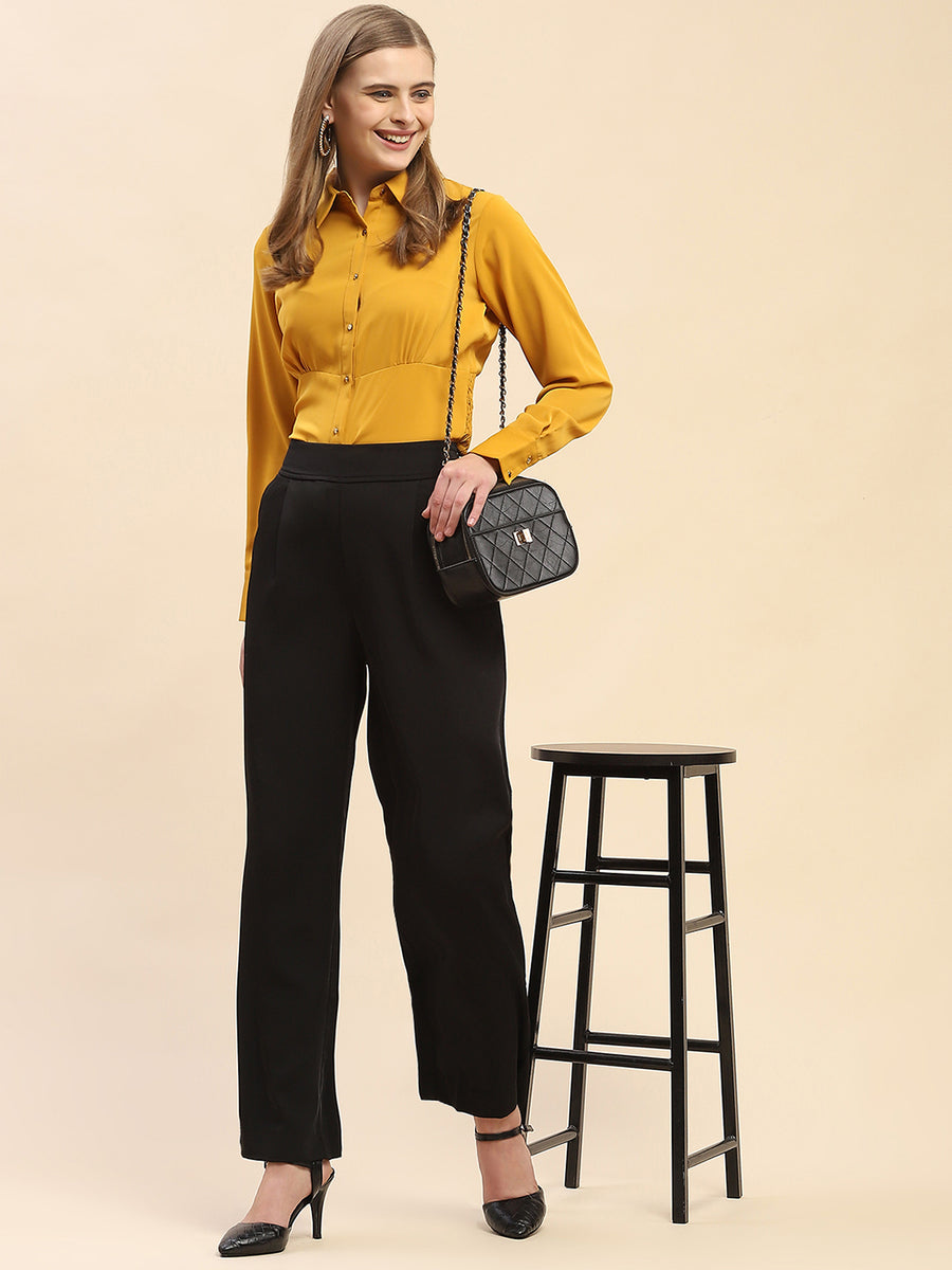 Camla Barcelona High Rise Black Wide Leg Fit Trousers