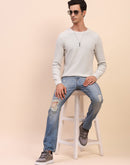 Camla Barcelona Crew Neck Solid Grey Full Sleeve Sweater