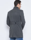 Camla Barcelona Stand Collar Chequered Grey Wollen Coat