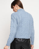 Madame Blue High Neck  Sweater
