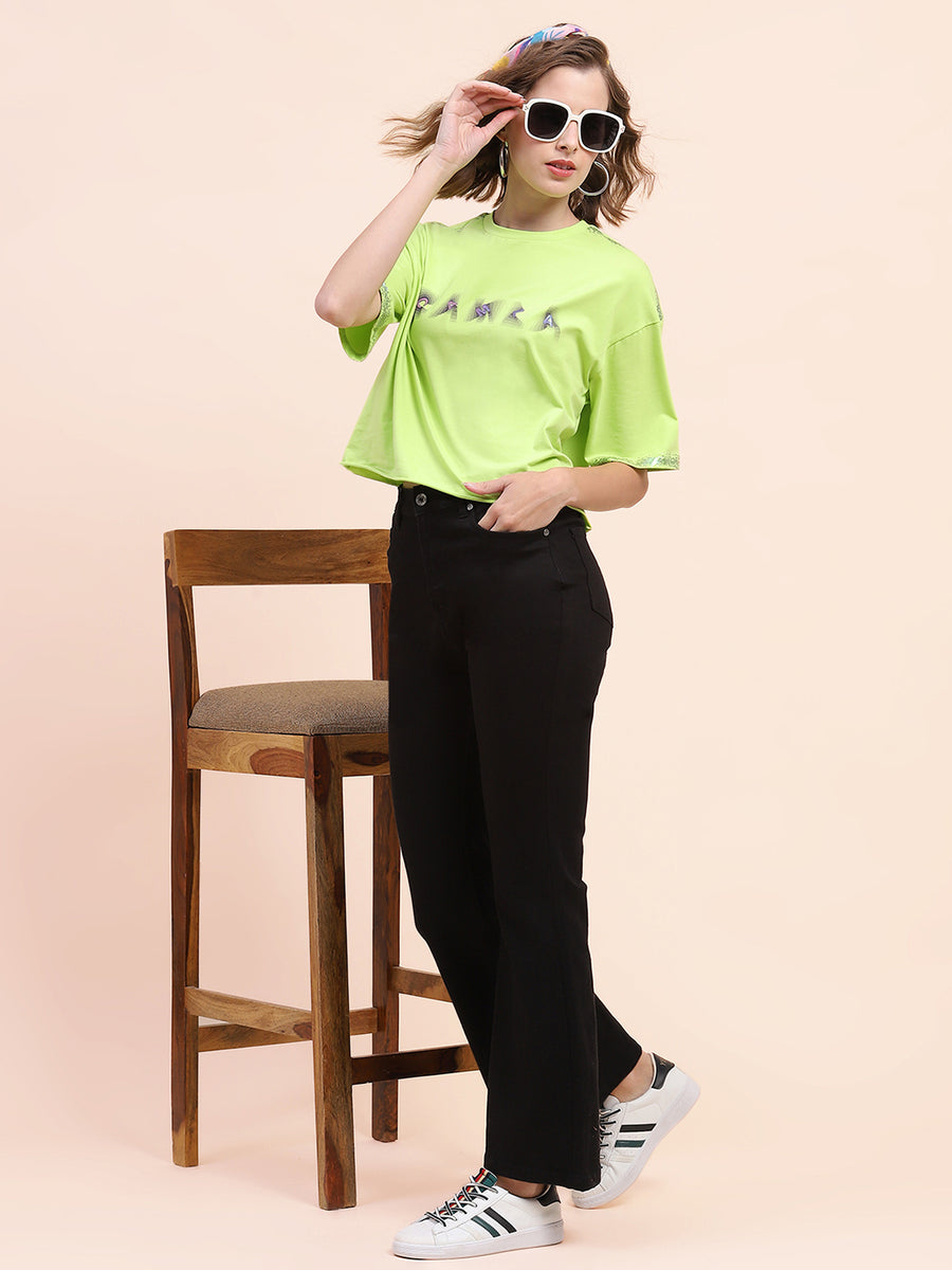 Camla Barcelona Solid Black Flared Jeans