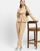 Madame Solid Beige Tapered Trousers