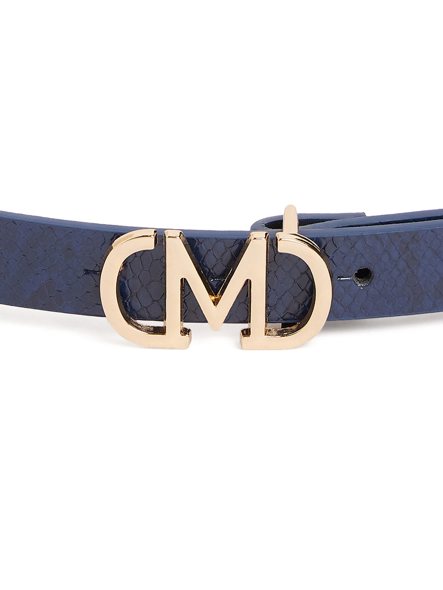Madame Light Gold M-Shaped Buckle Blue Belt