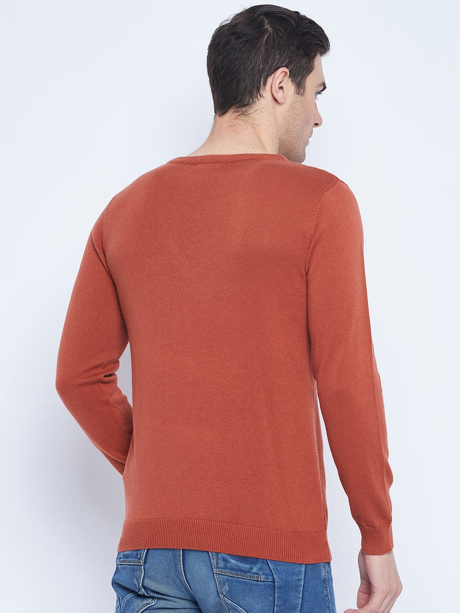 Camla Barcelona Crew Neck Blush Orange Sweater For Men