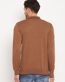 Camla Barcelona Solid Textured Brown T-Shirt For Men