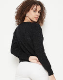 Madame Women Solid Black Sweater