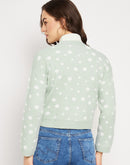 Camla Barcelona Floral Mint Green Crop Cardigan