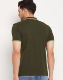 Camla Barcelona Men’S Olive Polo Neck T-Shirt