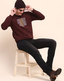 Camla Barcelona Graphic Print Wine Red Cotton Sweatshirt