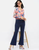 Madame Solid Blue Flared Jeans