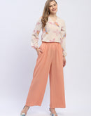 Madame Solid Peach Textured Palazzo