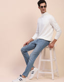 Camla Barcelona White Mock Neck Full Sleeve Sweater