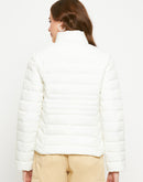 Madame Solid Off-White Quilted Jacket