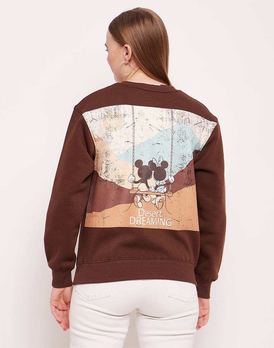 Madame Disney Graphic Print Chocolate Brown Sweatshirt