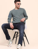 Camla Barcelona Cotton All Over Embroidered Dusty Green Sweatshirt