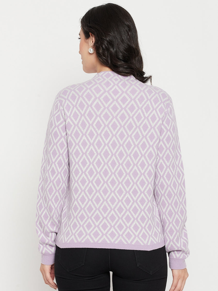 Madame Lilac Sweater with ribbed sleeves