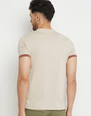 Camla Barcelona Men’S Scenery Print Beige T-Shirt