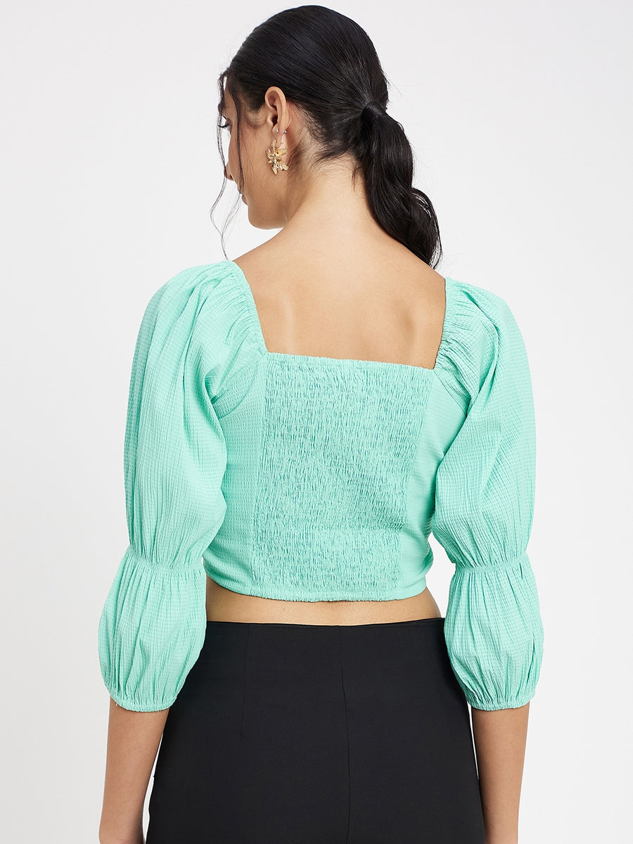 Camla Seafoam Square Neck Top For Women