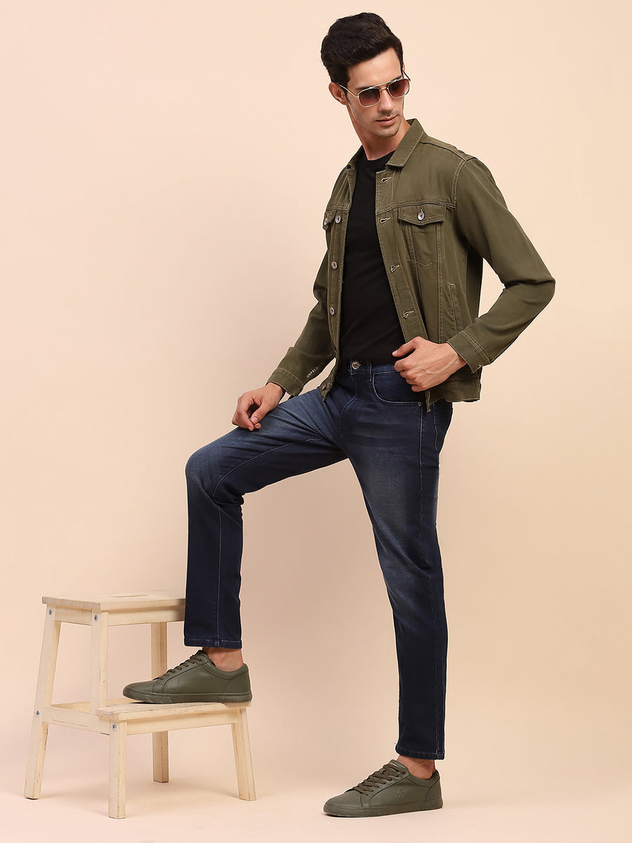 Camla Barcelona Solid Navy Dark Wash Cotton Denim