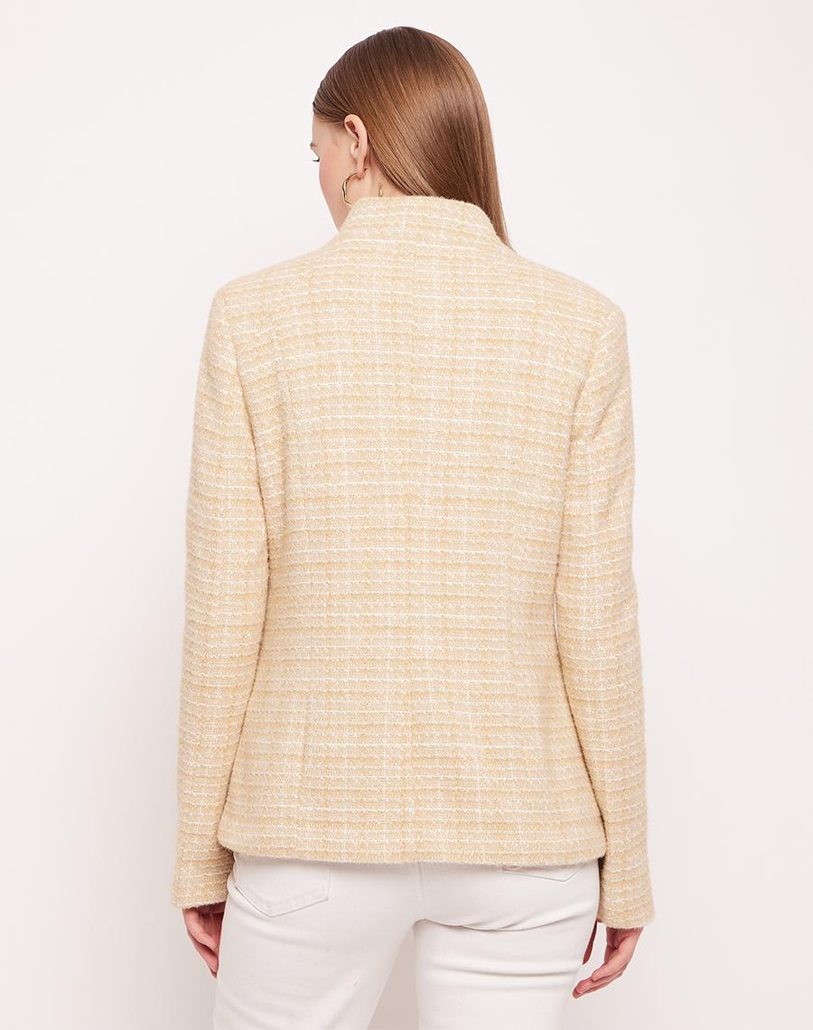 Camla Barcelona Chequered Beige Linen Coat