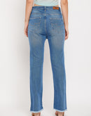 Camla Barcelona Blue High Rise Boot Cut Raw Hem Jeans