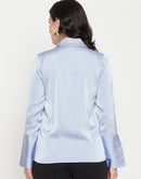 Madame Sky-blue Party Wear Shirt