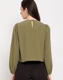 Camla Barcelona Dark Green Embellished Wrap  Top