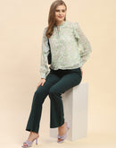 Camla Barcelona Ruffle Detailed White Floral Top