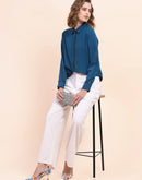 Camla Barcelona Embellished Marinetal Teal Regular Shirt