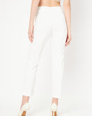 Madame White Solid  Trouser