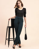 Camla Barcelona Side Slit Salem Blue Straight Fit Trousers