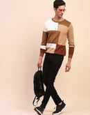 Camla Barcelona Colourblock Crew Neck Fawn Sweater