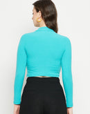 Madame Turquoise Ribbed Crop Top